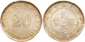 Chinese Provinces: Kwangtung. 20 Cents, Year 11 (1922). PCGS AU58