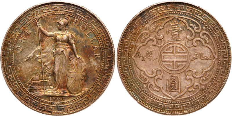 Great Britain. Trade Dollar, 1930-B. KM-T5; Prid-27. Bombay mint. Multi color to...