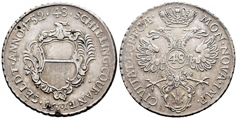 Germany. Taler of 48 Shilling. Lübeck. (Dav-2420). Ag. 27,22 g. Choice VF. Est.....