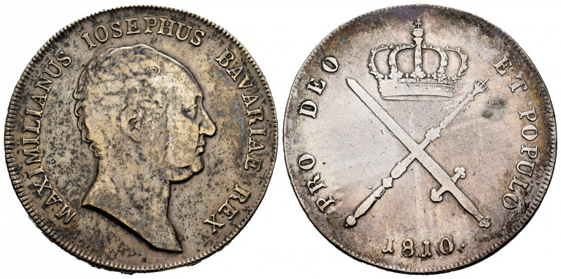 Germany. Bayern. 1 thaler. 1810. (Km-706). Ag. 29,22 g. Cleaned. Scarce. Almost ...