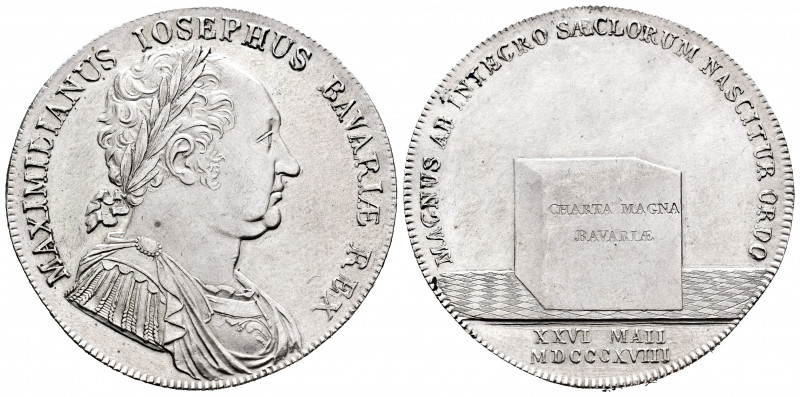 Germany. Maximilian I. Taler. 1818. Bavaria. (Km-708). (Dav-553). Ag. 27,86 g. C...