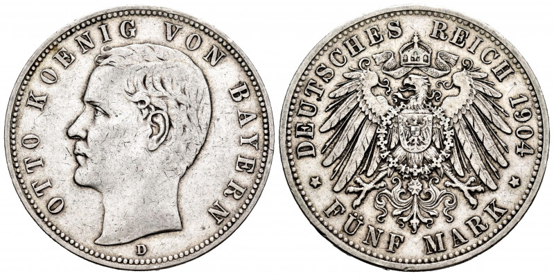 Germany. Bayern. Otto I. 5 mark. 1904. München. D. (Km-915). Ag. 27,71 g. Almost...