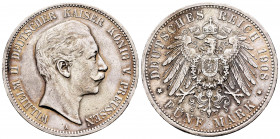 Germany. Prussia. Wilhelm II. 5 mark. 1908. Berlin. A. (Km-523). Ag. 27,70 g. Choice VF. Est...35,00. 


 SPANISH DESRCIPTION: Alemania. Prussia. W...