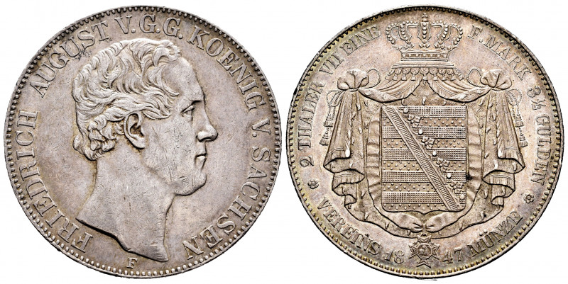 Germany. Sachsen. Friedrich August II. 2 thaler. 1847. Dresden. F. (Jaeger-78). ...