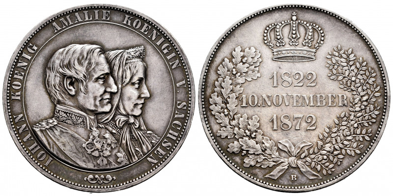 Germany. Sachsen. Johann. 2 thaler. 1872. B. (Km-1231.1). (Dav-899). Ag. 37,00 g...