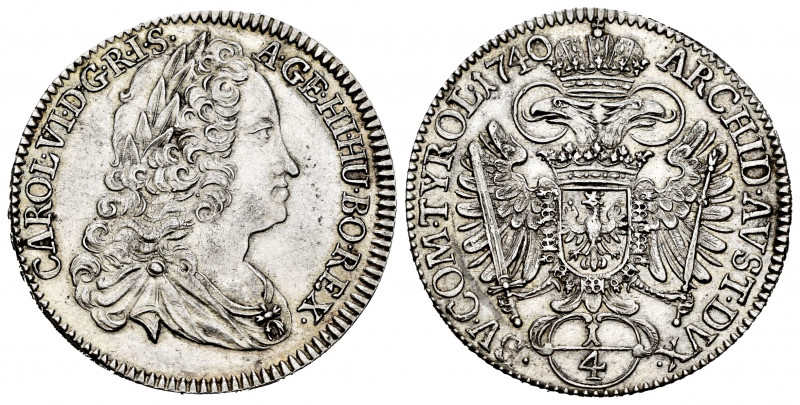 Austria. Karl VI. 1/4 thaler. 1740. (Km-1666). Ag. 7,24 g. Charles III The Prete...