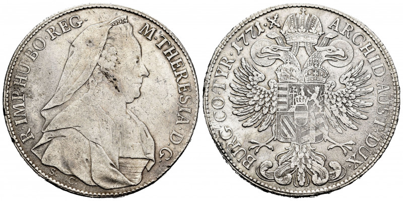 Austria. Maria Theresa. 1 thaler. 1771. Gunsburg. S.C. (Km-21). (Dav-1149). Ag. ...