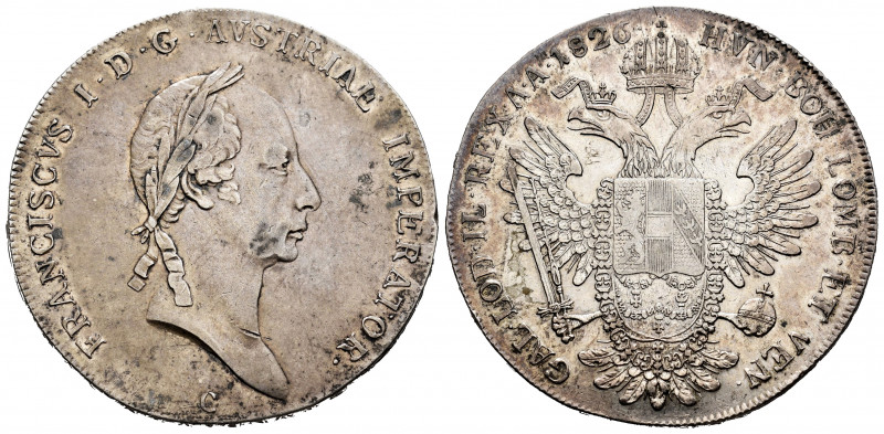 Austria. Franz II. 1 thaler. 1826. Prague. C. (Km-2163). Ag. 27,92 g. Hairlines....