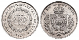Brazil. Pedro II. 500 reis. 1855. (Km-464). Ag. 2,53 g. It retains some luster. Almost UNC. Est...40,00. 


 SPANISH DESRCIPTION: Brasil. Pedro II....
