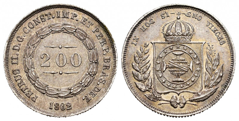Brazil. Pedro II. 200 reis. 1862. (Km-469). Ag. 2,52 g. XF. Est...35,00. 


 ...