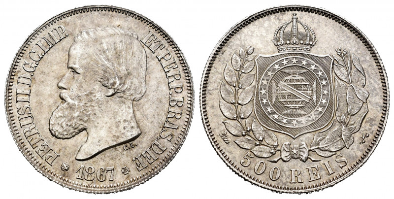 Brazil. Pedro II. 500 reis. 1867. (Km-472). Ag. 6,25 g. Almost XF. Est...25,00. ...