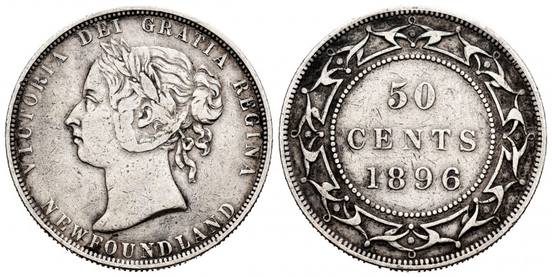 Canada. Victoria Queen. 50 cents. 1896. London. Newfoundland. (Km-6). Ag. 11,66 ...