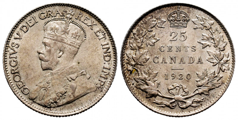 Canada. George V. 25 cents. 1920. (Km-25a). Ag. 5,81 g. XF. Est...120,00. 


...