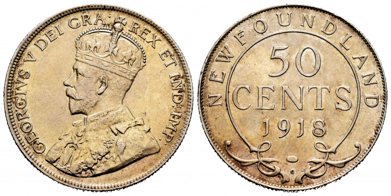 Canada. George V. 50 cents. 1918. Ottawa. Newfoundland. (Km-12). Ag. 11,72 g. XF...