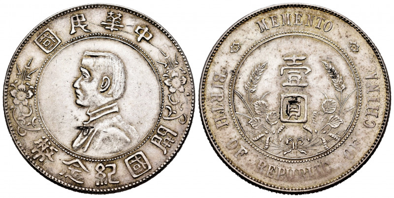 China. Sun Yat-sen. 1 dollar. 1927. (Km-Y318a). Ag. 26,75 g. MEMENTO. Almost XF....