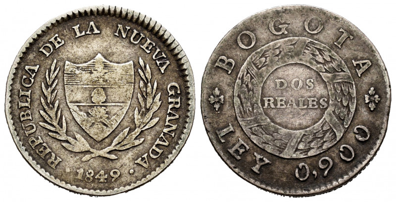Colombia. 2 reales. 1849. Bogotá. (Km-105). Ag. 5,02 g. Almost VF. Est...25,00. ...