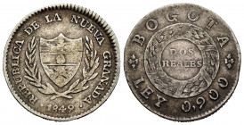 Colombia. 2 reales. 1849. Bogotá. (Km-105). Ag. 5,02 g. Almost VF. Est...25,00. 


 SPANISH DESRCIPTION: Colombia. 2 reales. 1849. Bogotá. (Km-105)...