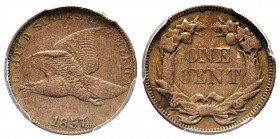 United States. 1 cent. 1857. (Km-85). Ae. 5 closed variety. Slabbed by PCGS as XF40. Est...150,00. 


 SPANISH DESRCIPTION: Estados Unidos. 1 cent....