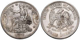 United States. Trade dollar. 1876. San Francisco. S. (Km-108). Ag. 27,13 g. Chop mark. Welding on obverse. Choice VF. Est...120,00. 


 SPANISH DES...