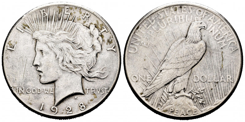 United States. 1 dollar. 1928. Philadelphia. (Km-150). Ag. 26,61 g. Minor nick o...