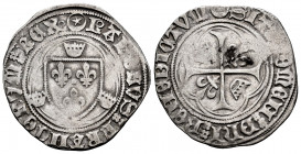 France. Charles VII. Blanc à la couronne. (1422-1461). (Duplessy-519). Anv.: KAROLVS FRANCORVM REX. Rev.: SIT NOMEN DNI BENEDICTVM. Ag. 2,67 g. First ...