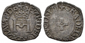 France. Henri d'Albret (1516-1555). Liard. (Boudeau-585). Ve. 0,86 g. Inverted N. VF. Est...50,00. 


 SPANISH DESRCIPTION: Francia. Henri d'Albret...