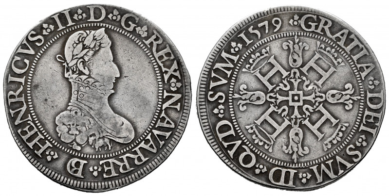 France. Henri III of Navarra, II of Béarn (1572-1589). 1 franc. 1579. Pau. (Dupl...