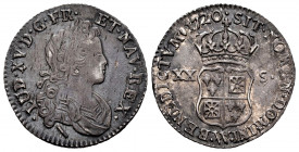 France. Louis XV. 20 sols. 1720. Navarre. (Km-440.21). (Duplessy-1661). Ag. 4,09 g. Nice patina. Almost XF. Est...140,00. 


 SPANISH DESRCIPTION: ...