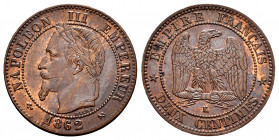 France. Napoleon III. 2 centimes. 1862. Bordeaux. K. (Gad-104). Ae. 2,04 g. AU. Est...40,00. 


 SPANISH DESRCIPTION: Francia. Napoleón III. 2 cent...