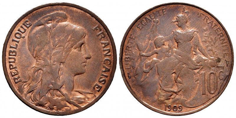 France. 10 centimes. 1909. (Km-842). Ae. 10,12 g. Choice VF. Est...15,00. 


...