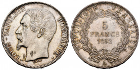 France. Louis Napoleon. 5 francs. 1852. Paris. A. (Km-773.1). (Gad-726). Ag. 24,93 g. Almost XF. Est...120,00. 


 SPANISH DESRCIPTION: Francia. Lo...