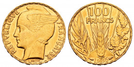 France. 100 francs. 1935. Paris. (Gad-1148). (Fried-598). (Km-880). Au. 6,55 g. One of the most popular French gold types of the 20th century, handsom...