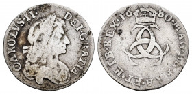 Great Britain. Charles II. 4 pence. 1680. (Km-434). Ag. 1,30 g. Knocks. F. Est...30,00. 


 SPANISH DESRCIPTION: Gran Bretaña. Carlos II. 4 pence. ...