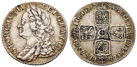 Great Britain. George II. 1 shilling. 1758. London. (Km-583.3). Ag. 5,94 g. Choice VF. Est...120,00. 


 SPANISH DESRCIPTION: Gran Bretaña. George ...