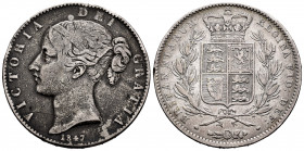 Great Britain. Victoria Queen. 1 crown. 1847. (Km-741). Ag. 28,01 g. Minor nicks. Almost VF. Est...35,00. 


 SPANISH DESRCIPTION: Gran Bretaña. Vi...