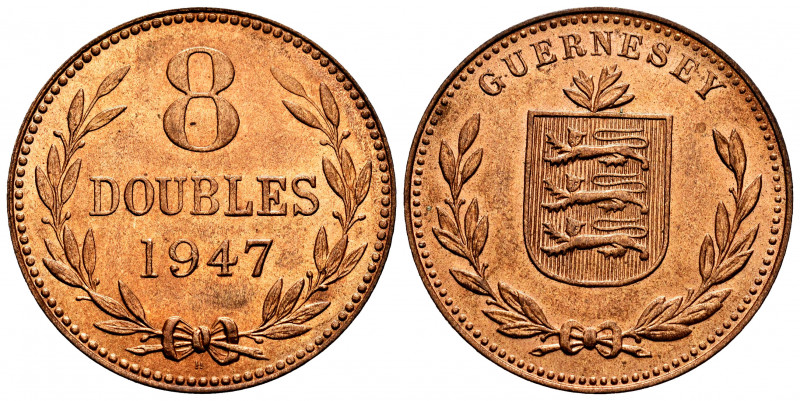 Guernsey. 8 doubles. 1947. H. (Km-14). Ae. 9,83 g. Almost UNC. Est...25,00. 

...