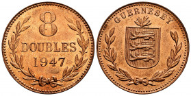 Guernsey. 8 doubles. 1947. H. (Km-14). Ae. 9,83 g. Almost UNC. Est...25,00. 


 SPANISH DESRCIPTION: Guernsey. 8 doubles. 1947. H. (Km-14). Ae. 9,8...