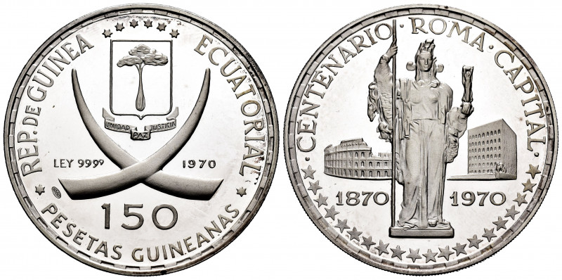 Equatorial Guinea. 150 pesetas. 1970. (Km-16). Ag. 30,00 g. PR. Est...50,00. 
...