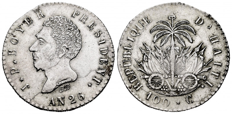 Haiti. 100 centimes. AN 26 (1829). (Km-A23). Ag. 9,89 g. Very scarce in this gra...