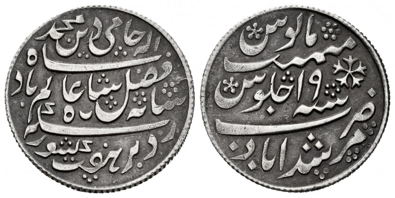 India. Shah Alam II. 1 rupee. Año 19. Murshidabad. (Km-117). Ag. 6,21 g. Choice ...
