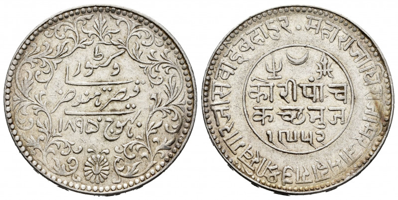 India. Khengarji III. 5 kori. 1895. Kutch. (Km-Y 37.5). Ag. 13,95 g. Choice VF. ...