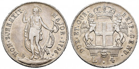Italy. Genoa. Dogi Biennali, III fase (1637-1797). 4 lire. 1795. (Km-428). (Mont-45). Ag. 16,46 g. Scarce. Almost VF/VF. Est...175,00. 


 SPANISH ...