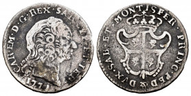 Italy. Carlo Emanuele III. Reale Nuovo. 1771. Torino. (Km-57). (Mir-962d (R2)). Ag. 2,93 g. Scarce. Choice F. Est...75,00. 


 SPANISH DESRCIPTION:...