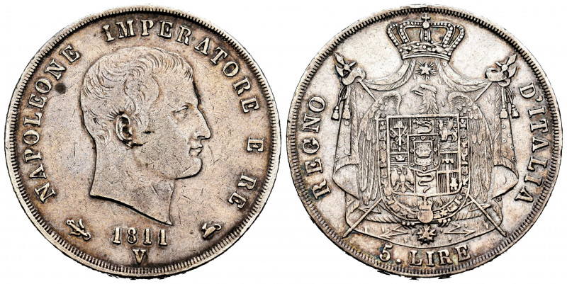 Italy. Venice. Napoleon Bonaparte. 5 lire. 1811. Venice. V. (Km-10.6). (Pagani-1...