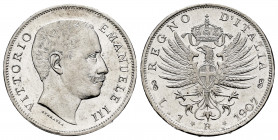 Italy. Vittorio Emanuele III. 1 lira. 1907. Rome. R. (Km-32). (Mont-192). Ag. 4,97 g. Minor nick on edge. Original luster. Almost UNC. Est...120,00. ...