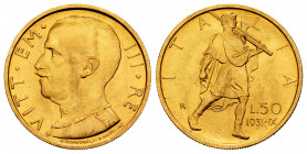 Italy. Vittorio Emanuele III. 50 lire. 1931 / IX. Rome. R. (Km-71). (Pagani-657). (Mont-38). Au. 4,39 g. Almost UNC. Est...350,00. 


 SPANISH DESR...