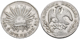 Mexico. 8 reales. 1873. Hermosillo. PR. (Km-377.9). Ag. 26,69 g. Chop mark. Scarce. XF. Est...180,00. 


 SPANISH DESRCIPTION: México. 8 reales. 18...