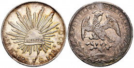 Mexico. 8 reales. 1890. Hermosillo. FG. (Km-377.9). Ag. 26,97 g. Beautiful tone. Minor nicks on edge. Almost XF. Est...60,00. 


 SPANISH DESRCIPTI...