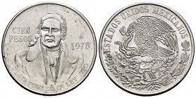 Mexico. 100 pesos. 1978. México. (Km-483.1). Ag. 27,67 g. UNC. Est...25,00. 


 SPANISH DESRCIPTION: México. 100 pesos. 1978. México. (Km-483.1). A...