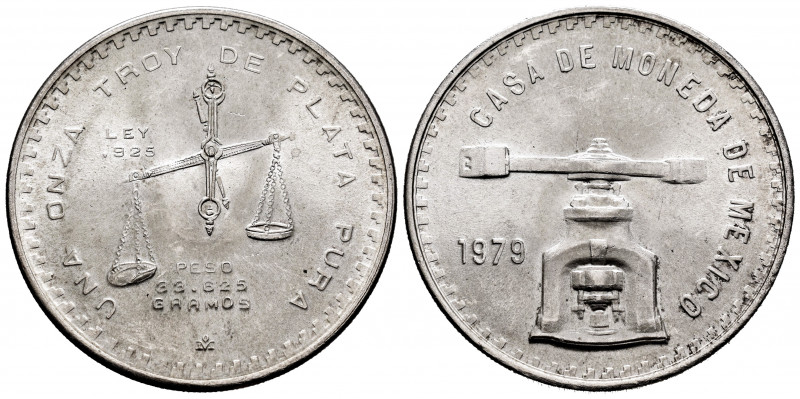 Mexico. Ounce. 1979. México. (Km-M49b.3). Ag. 33,64 g. Almost UNC. Est...30,00. ...